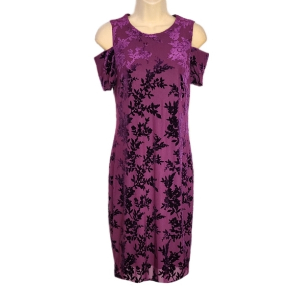 Calvin Klein Dresses & Skirts - Calvin Klein Dress Velvet Burnout Sheath Purple Size 4